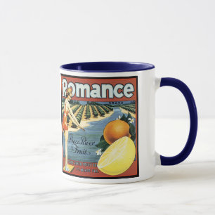 Taza Etiqueta de caja de la Compañía de Frutas del Río
