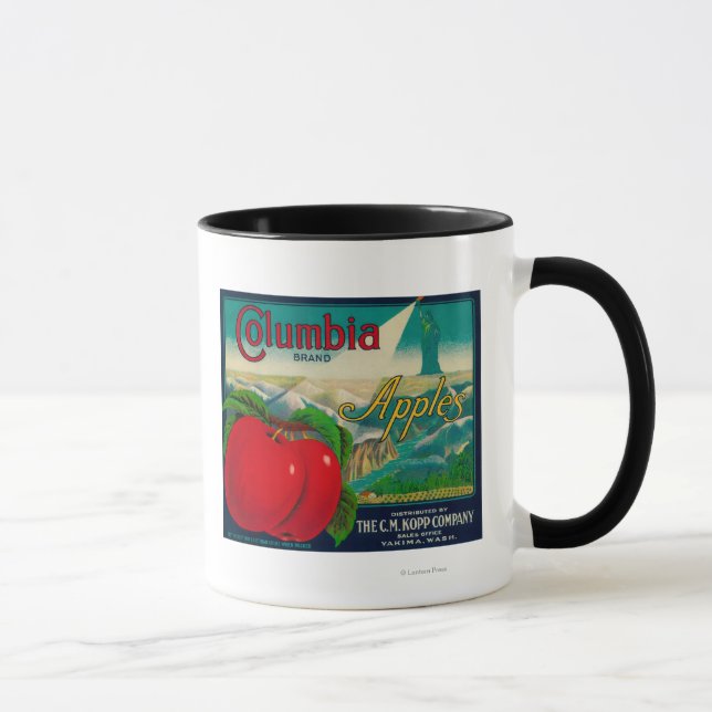 Taza Etiqueta de canal de Apple de Columbia Yakima, WA (Derecha)