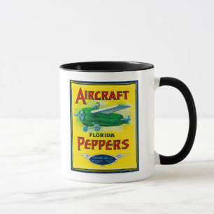 Taza Etiqueta de la pimienta de los aviones