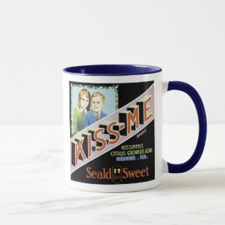 Taza Etiqueta de la tasa de fruta dulce vintage Kiss-me
