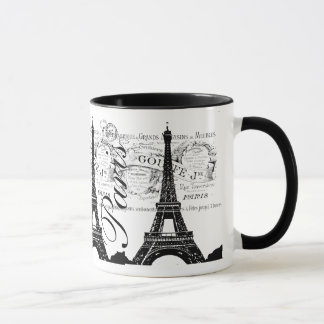 Taza Etiqueta de la Torre Eiffel y París Vintage