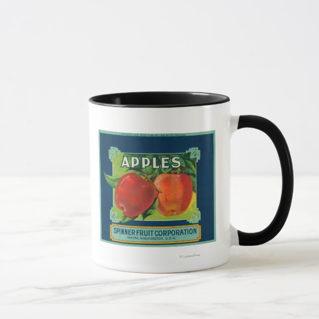 Taza Etiqueta de manzana de frutas de spinner - Yakima, (Derecha)