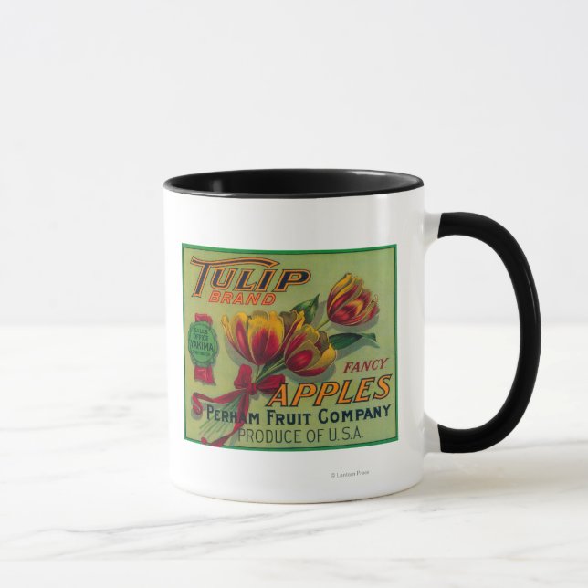 Taza Etiqueta de tasa de Apple de tulipán Yakima, WA (Derecha)