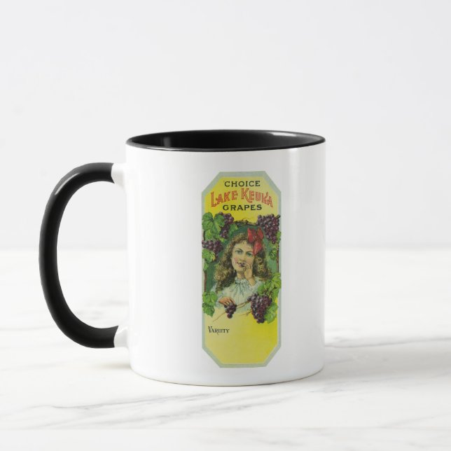 Taza Etiqueta de variedades de uvas del lago Keuka (Izquierda)