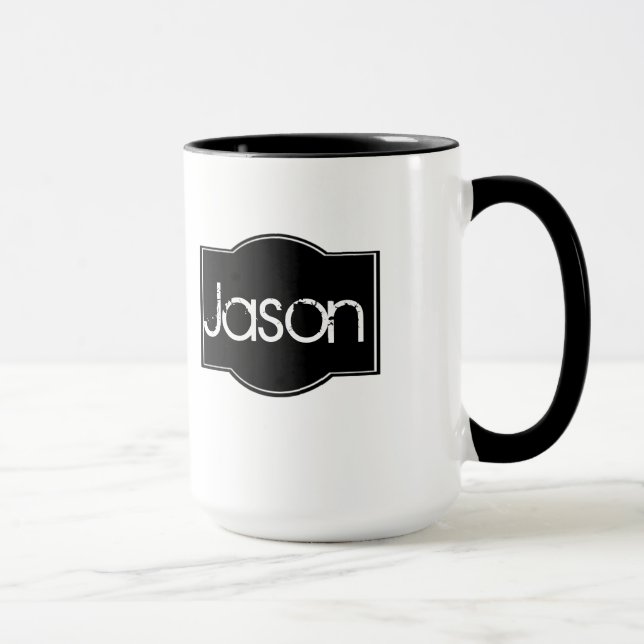 Taza Etiqueta negra personalizada (Derecha)