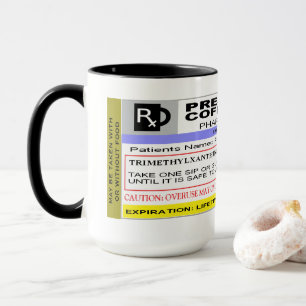 Taza ETIQUETA personalizada divertida de Rx - café de