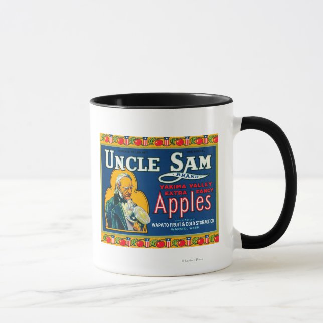Taza Etiqueta Tío Sam Apple (azul) - Wapato, WA (Derecha)