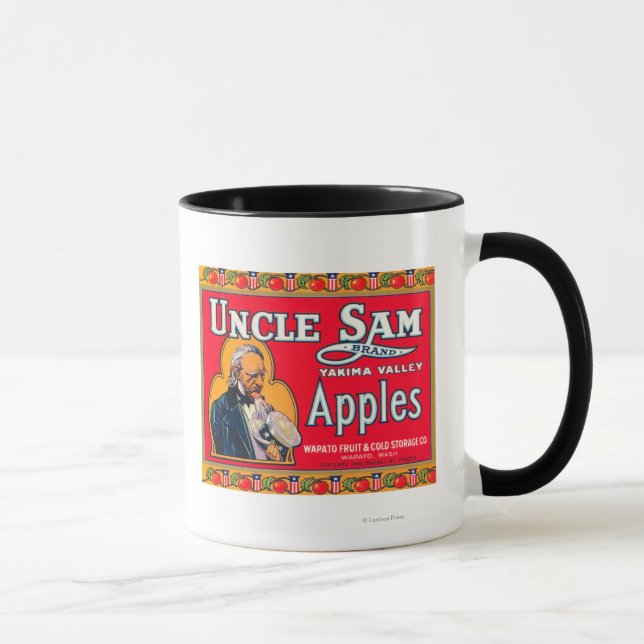 Taza Etiqueta Tío Sam Apple (rojo) - Wapato, WA (Derecha)