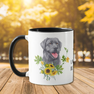 Taza Eucalipto de girasol Labrador negro perro recupera