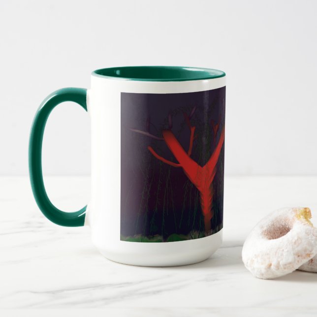 Taza Eucalyptus Midnight Mug. Impressionist art. (Con donut)