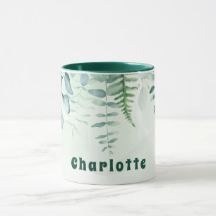Taza Eucalyptus verde follaje nombre verde