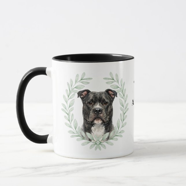 Taza Eucalyptus Wreath AmStaff Dog Monogram (Izquierda)