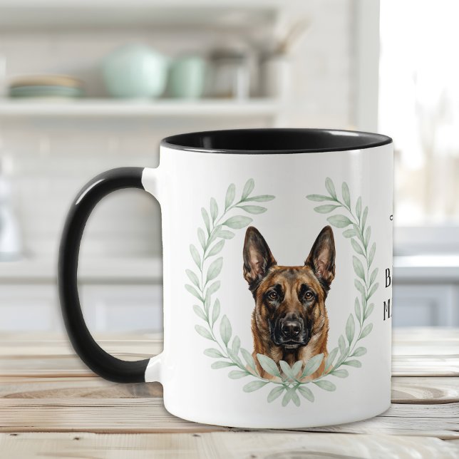 Taza Eucalyptus Wreath Belgian Malinois Dog Monogram (Subido por el creador)