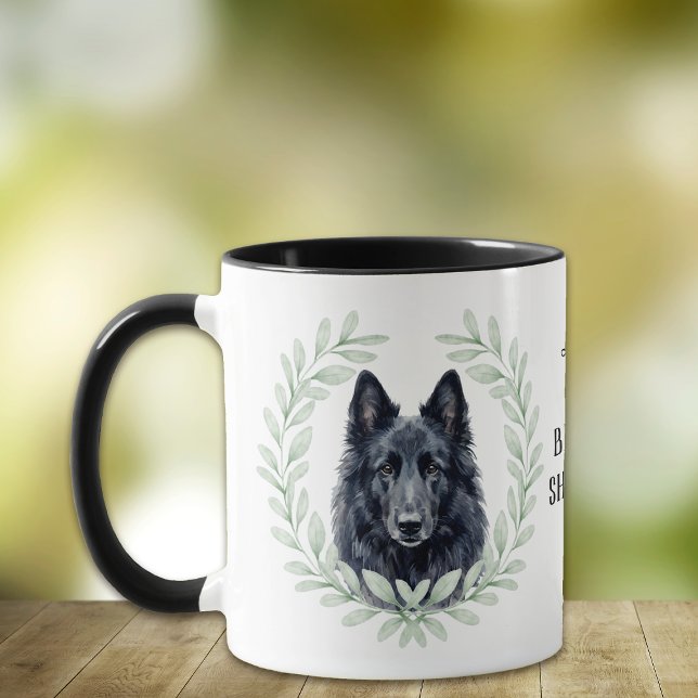 Taza Eucalyptus Wreath Belgian Sheepdog Monogram (Subido por el creador)