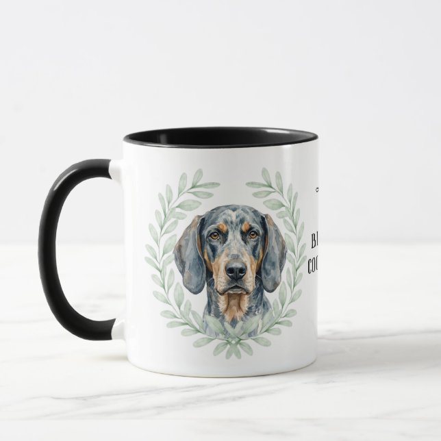 Taza Eucalyptus Wreath Bluetick Coonhound Monogram (Izquierda)