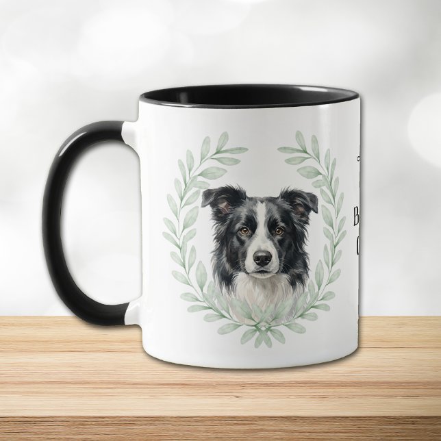 Taza Eucalyptus Wreath Border Collie Monogram (Subido por el creador)