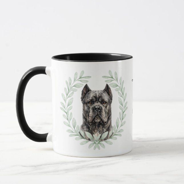 Taza Eucalyptus Wreath Cane Corso Dog Monogram (Izquierda)