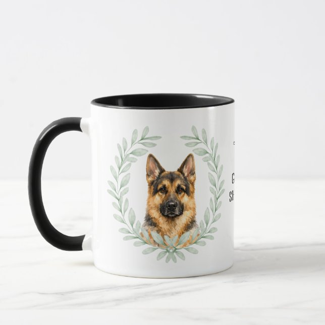 Taza Eucalyptus Wreath German Shepherd Dog Monogram (Izquierda)