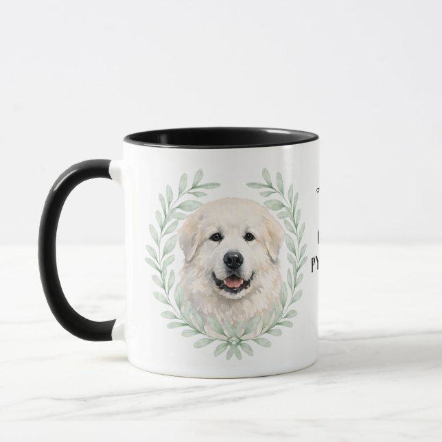 Taza Eucalyptus Wreath Great Pyrenees Dog Monogram (Izquierda)