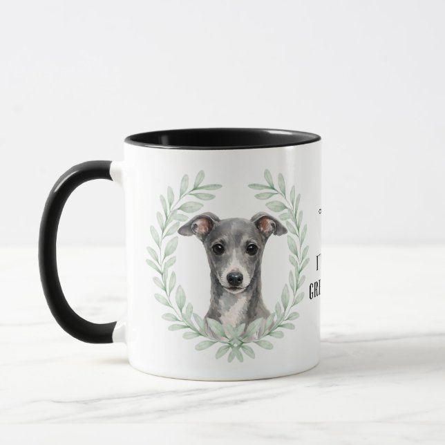 Taza Eucalyptus Wreath Italian Greyhound Monogram (Izquierda)