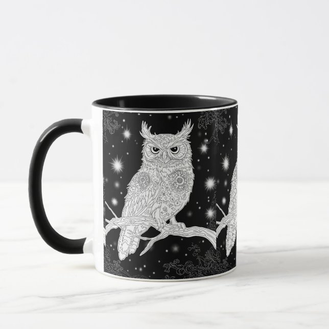 Taza Eule mit Mandala im Winter unterm Sternenhimmel (Izquierda)