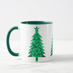 Taza Evergreen con un árbol de Navidad con copos de nie