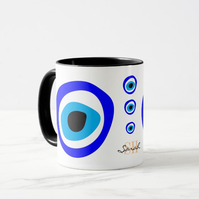 Taza Evil Eye Talisman y Arab Amulet /turco, griego  (Anverso izquierdo)