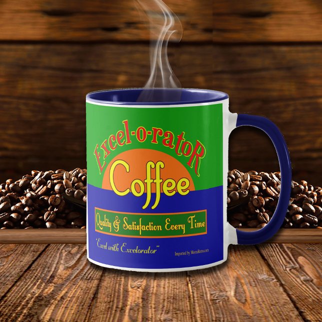 Taza Excelorator Coffee Saying Retro Label Art Mug (exelorater coffee retro advertising art)