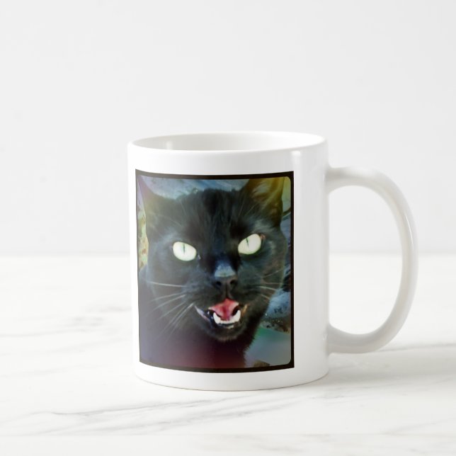 Taza exigente del Haiku del gato negro (Derecha)