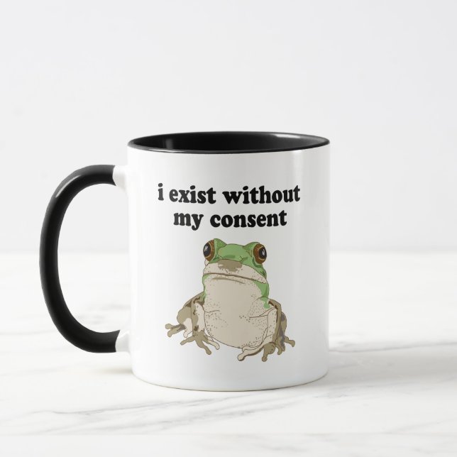 Taza Existo Sin Mi Consentimiento Rana Graciosa Meme (Izquierda)
