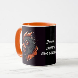Taza Experto en lenguaje de aves, Cabeza de Cockerel. E