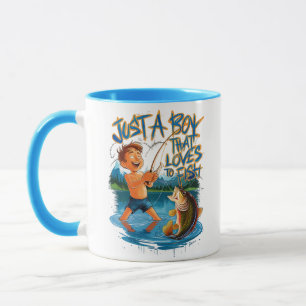 Taza Explorando la naturaleza: La pesca de niños con un