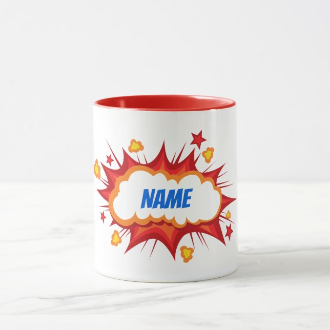 Taza Explosión cómica personalizada en personalizable (Centro)