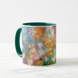 Taza Explosión floral cósmica abstracta en colores past