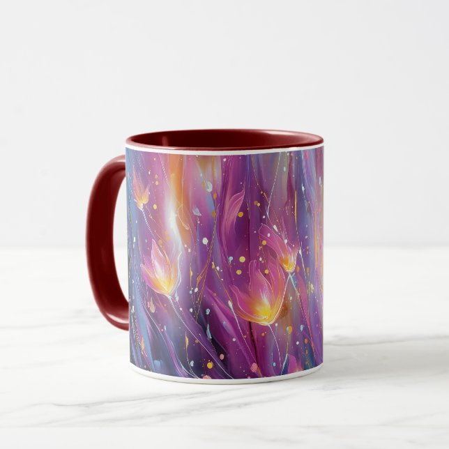 Taza Explosión floral luminosa abstracta (Anverso izquierdo)