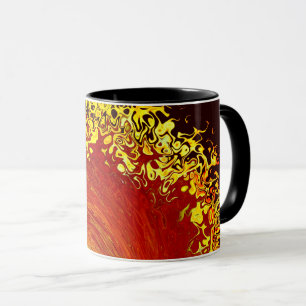 Taza Explosión solar patrón abstracto amarillo naranja