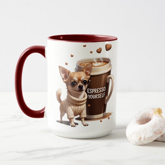 Taza Exprésate – Edición Chihuahua Café (Con donut)