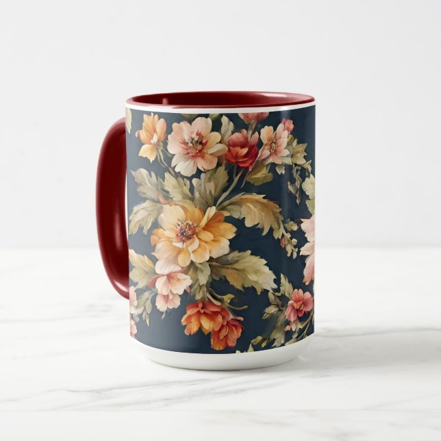 Taza Exquisito y hermoso patrón floral italiano (Anverso izquierdo)