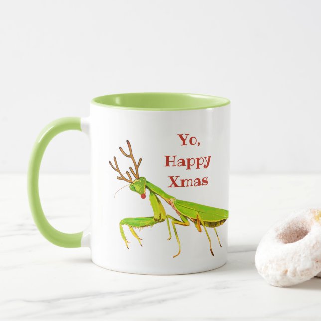 Taza extraña sospechada roja del navidad de la (Con donut)