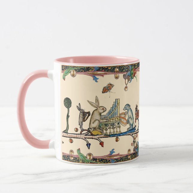 Taza EXTRAÑO BESTIARIO MEDIEVAL QUE HACE MÚSICA, conejo (Izquierda)