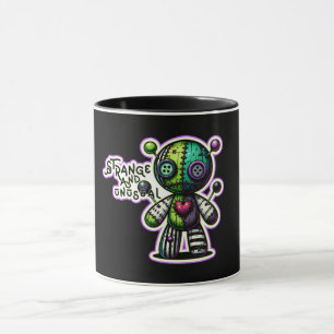 Taza Extraño y Inusual Corazón Púrpura Verde Oso Vudú