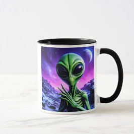 Taza Extraterrestre énigmatique sous un ciel cosmique.