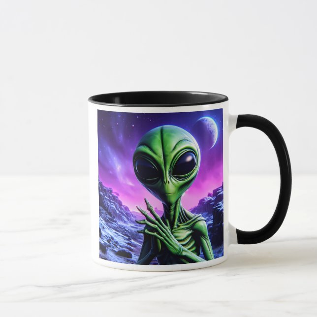 Taza Extraterrestre énigmatique sous un ciel cosmique. (Derecha)