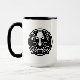 Taza Extraterrestres Alien Gamer con audífonos