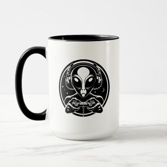 Taza Extraterrestres Alien Gamer con audífonos (Izquierda)