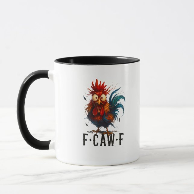 Taza F-Caw-F Chicken Rooster Funny Meme (Izquierda)