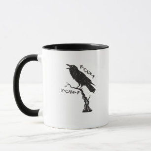 Taza F-Caw-F Cuervo Juego de Palabras Pájaro Divertido 