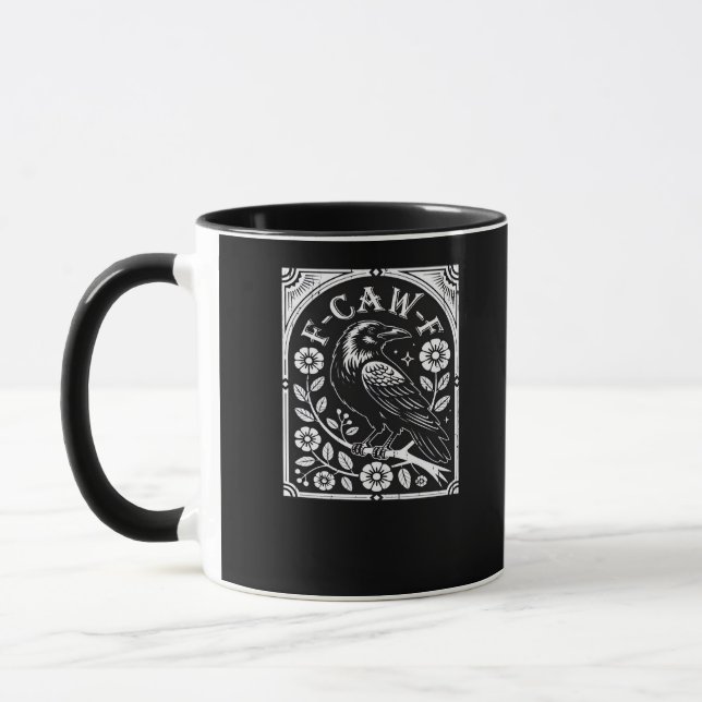 Taza F-Caw-F Estética Casual Cuervo (Izquierda)