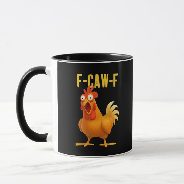 Taza F Caw F Funny Chicken Meme Trendy Modern Style (Izquierda)