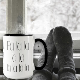 Taza Fa La La La Black And White Holiday Season Mug